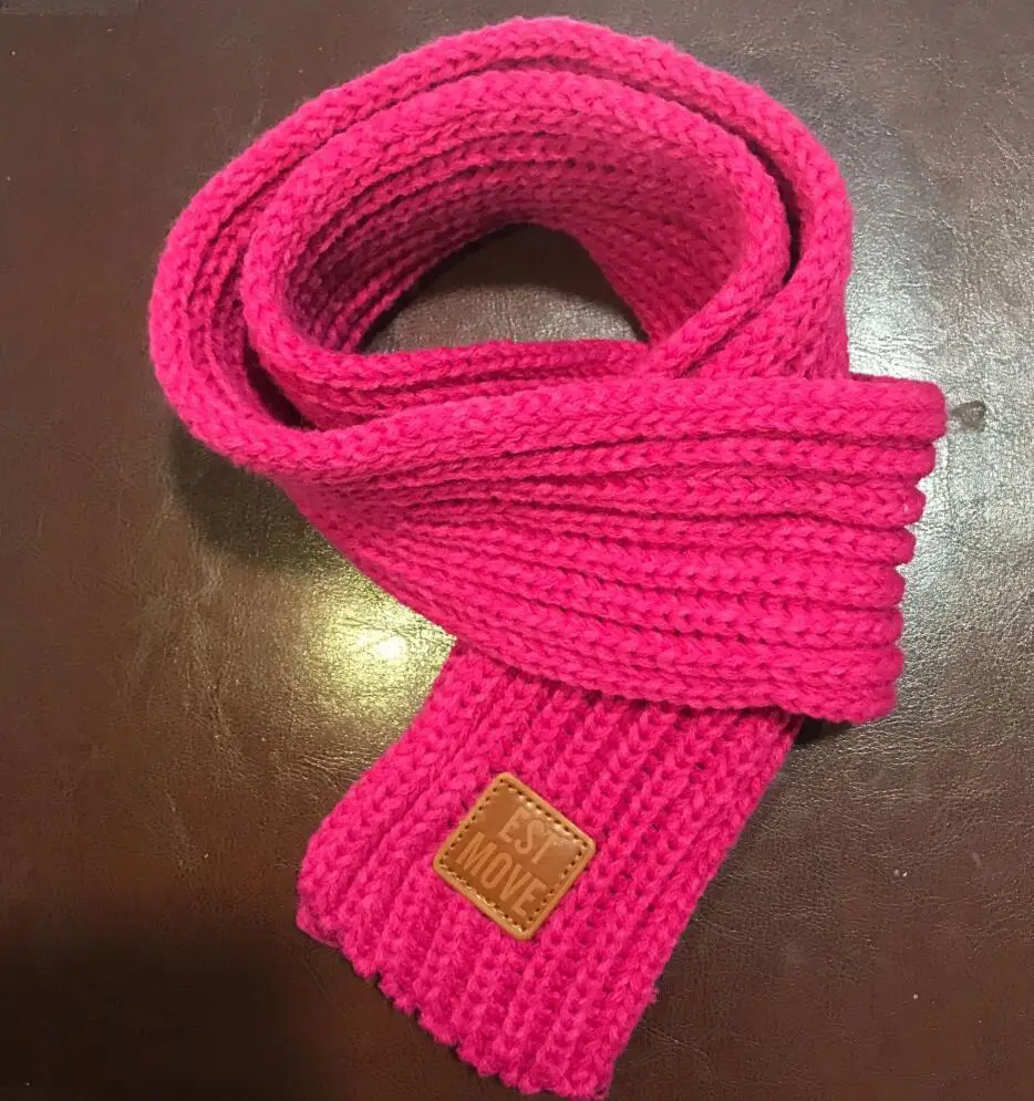 rose red scarf Зимние Детские шарфы для маленьких мальчиков и девочек, шарф/шапка, однотонный мягкий шарф, воротник, детское эластичное кольцо, зимняя вязаная/Рождественская шапка - Цвет: rose red scarf