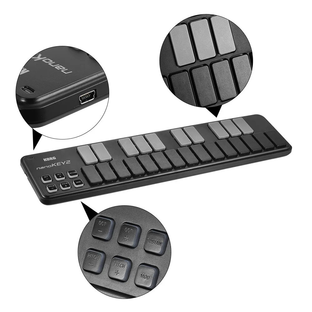 KORG nanoKEY2 Тонкий портативный USB MIDI клавиатура контроллер 25 клавиш с usb