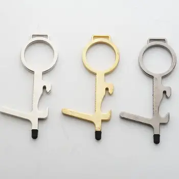 

Anti-contact multi-function hardware tool key ring open door open lamp tool