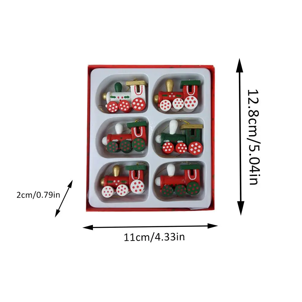 6 шт. подвеска в виде локомотива деревянные поделки Рождественская елка украшение кулон праздничные Вечерние наряды детские игрушки Рождественские украшения