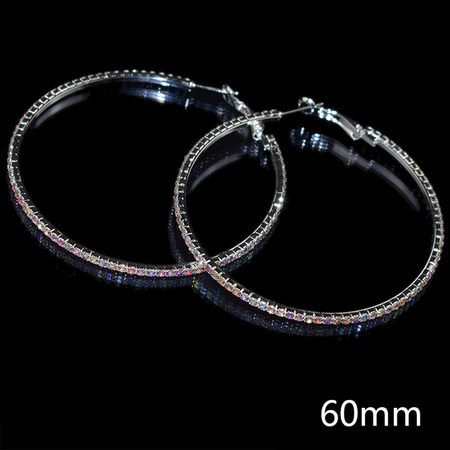 Fashion Oversize Circle Hoop Earrings for Women Girl New Geometric Crystal Round Earring Brincos Party Jewelry Gift