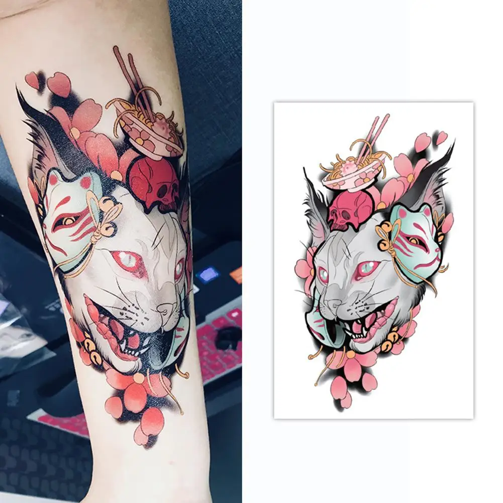 

Cartoon Cat Waterproof Temporary Tattoo Sticker Full Arm Large Skull Old School Tatoo Stickers Flash Fake Tattoos for Men Women