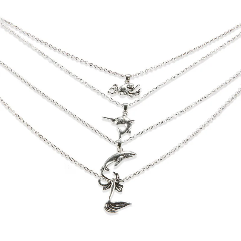 Женское богемное ожерелье чокер Adolph многослойное осьминог Акула Русалка