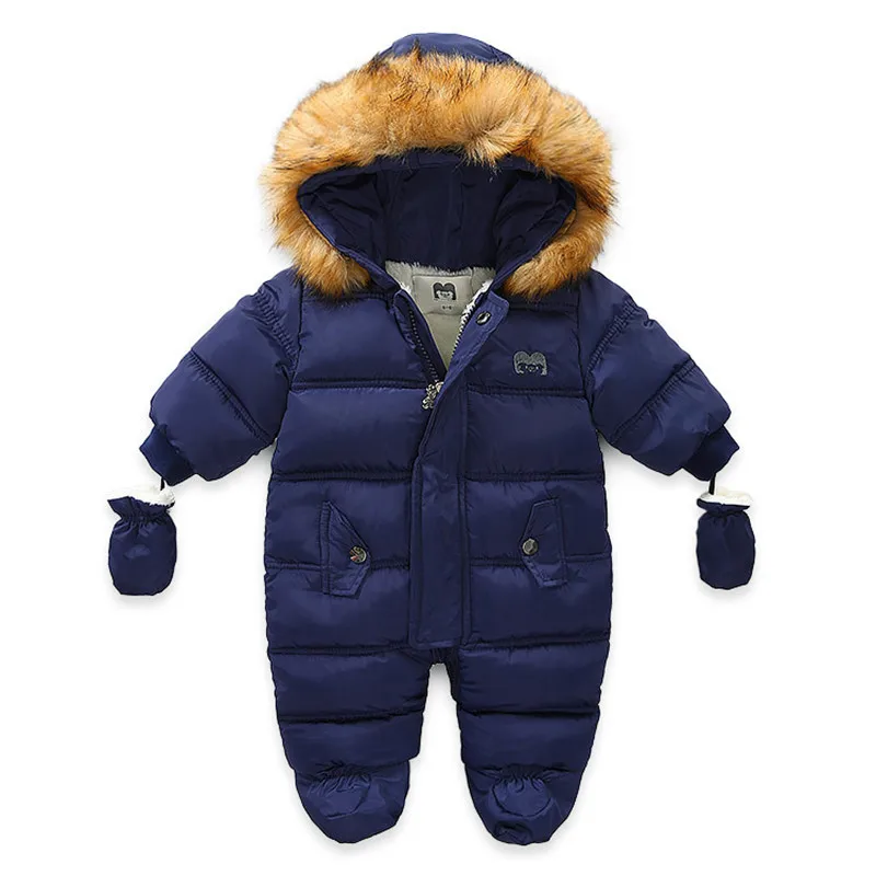 

New Born Baby Winter Clothes Toddle Jumpsuit Hooded Inside Fleece Girl Boy Clothes Autumn Overalls Children Outerwear