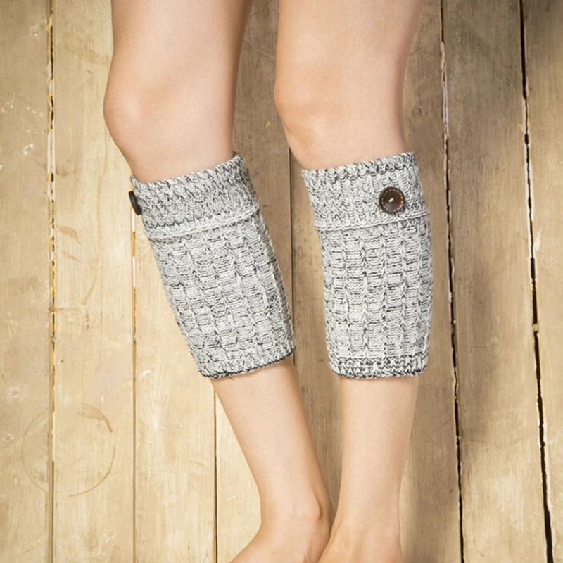 1 пара, женские модные зимние гетры, короткие Вязаные Вязание пуговица, длинные носки, сапоги, носки с манжетами