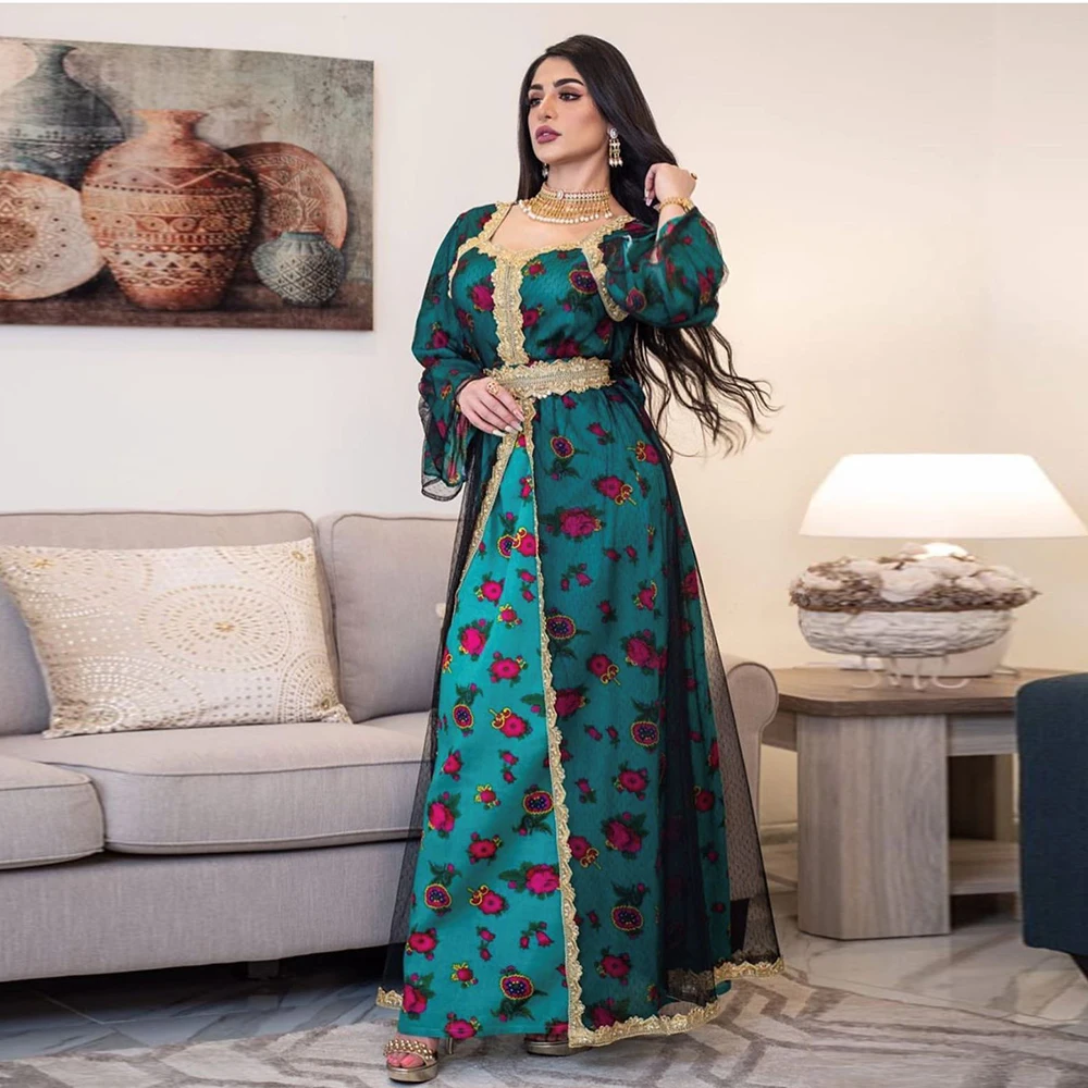 

Lace Kaftan Abaya Dubai Muslim Fashion Hijab Dress Turkey Islam Dresses For Women American Clothing Robe Femme Musulman De Mode
