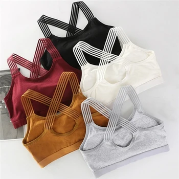 

2020 New Fashion Red Women Tanks Women Sexy Bra Solid Vest Seamless Breathable Push Up Top Underwear Breathable Sleep Bra