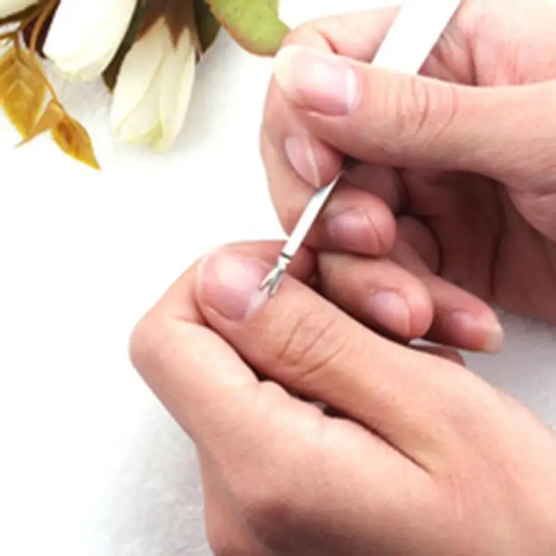 Double Head Cuticle Remover Exfoliating Knife Pick The Skin Nail Stainless Tools Manicure Steel Tools File Manicure Fork De C5U9