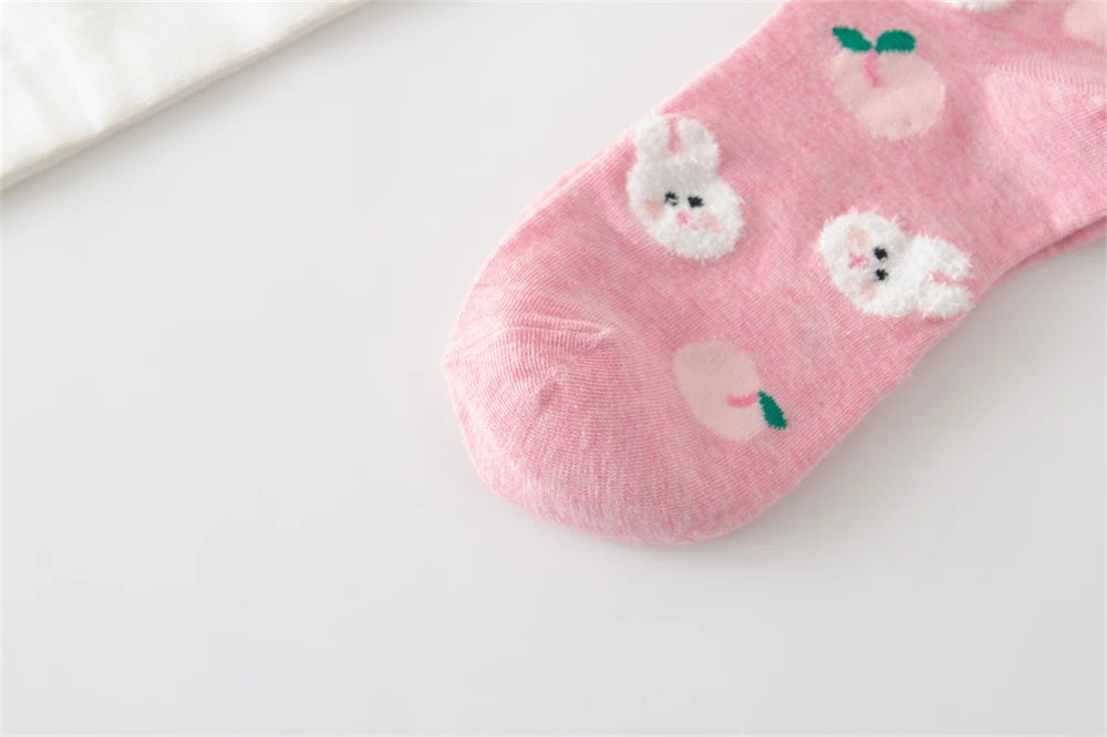 Neue Chic Mädchen Niedlichen Cartoon 3D Haarigen Feder Garn Kaninchen Bär Pfirsich Kirsche Weiche Baumwolle Casual Socken Adrette Dropship – Detail 16