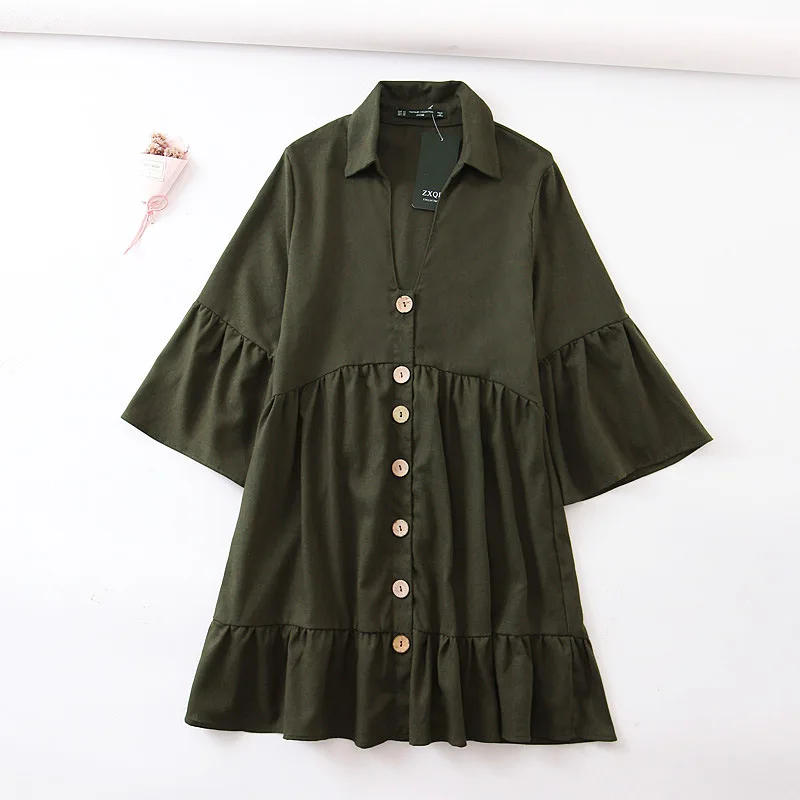 

2019 Autumn New Style Europe And America Big Brand Loose-Fit Row Ornament Laminated Decoration Dress Casual Base Short Skirt Wom