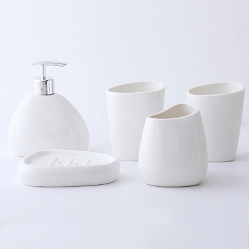 Скандинавская керамика набор для ванной комнаты диспенсер для мыла/держатель для зубной щетки/мыльница хлопковый тампон ароматерапия аксессуары для ванной комнаты