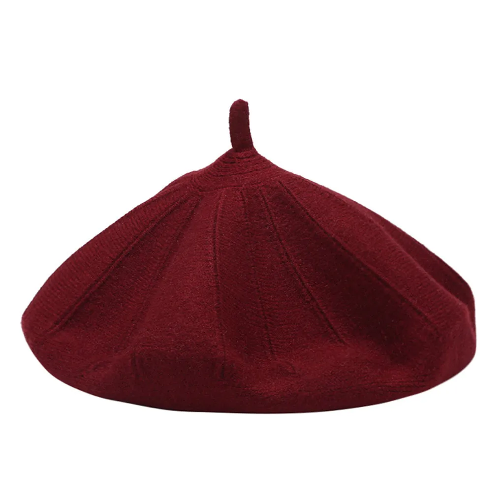Wine Red Feitong, однотонная женская шерстяная шапка, смесь беретов, простые цвета, женские, модные шапки для девочек, шапка, женская разноцветная, доступны - Цвет: Wine Red