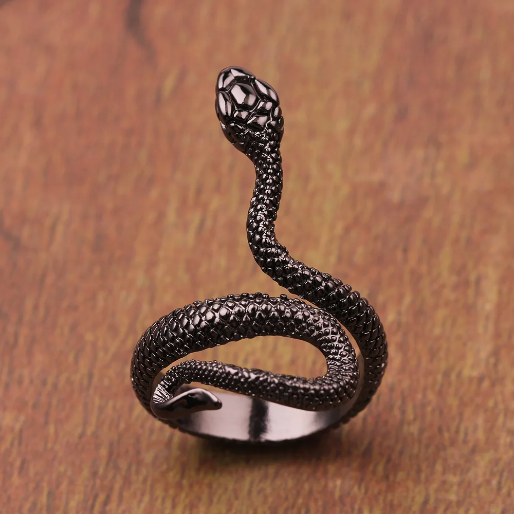 

Personality Black Gun Color Snake Ring for Men Women Motorcycle Party Punk Biker Open Ring Wedding Band Hip Hop Jewelry
