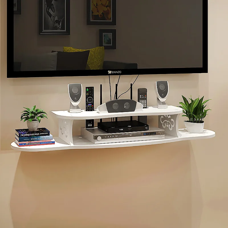 

Wholesale Set Top Box Shelf Partition Storage Shelf Wall Hangers Living Room TV Wall Partition Router Storage Box