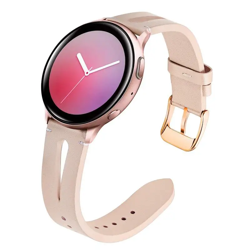 Pink Цветочный ремешок из натуральной кожи для samsung Galaxy Watch Active/Active 2 40 мм 44 мм женский ремешок из розового золота Стальной ремешок с пряжкой - Цвет ремешка: Pink