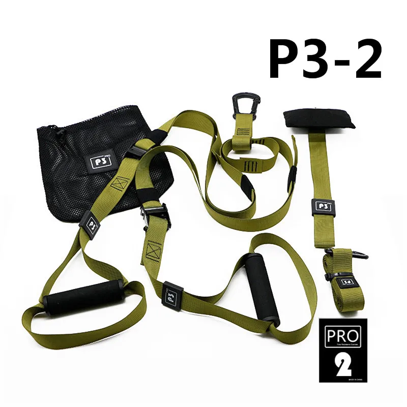 ArmyGreen P3-2 Эспандеры для фитнеса, подвесной ремень для тренировки, спортивное оборудование для зала, для тренировки мышц, грудной клетки, плеч, упражнений, тяговые веревки, ремни - Цвет: ArmyGreen P3-2
