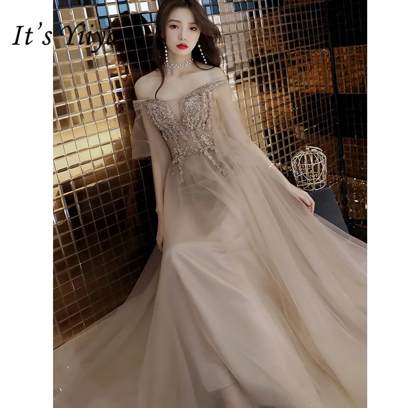 Это Yiya вечернее платье, пикантное длинное платье с открытой спиной De Soiree трапециевидной формы с короткими рукавами с блестками длиной до пола женские вечерние платья E862