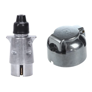 

2 Pcs 7-Pin Trailer Plug Heavy Duty Round Pin 7-Pole Wiring Connector 12V Towbar Towing Caravan Truck Plug N Type Trailer End &