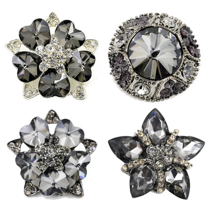 Большая черная Алмазная пуговица стразы акриловая имитация кристаллов алмазная