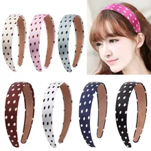 1 Pza elegante Floral Polka Dot banda ancha de plástico bandas elásticas para el cabello para mujeres niñas coreanas aro de pelo turbante accesorios(China)