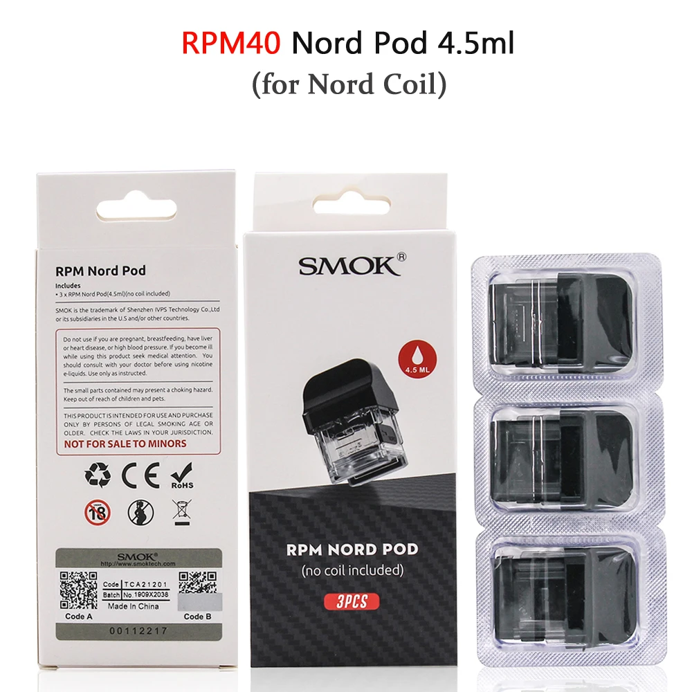 Оригинальный стандартный пустой картридж SMOK RPM40 Pods RPM 40 Nord Pod 4 5 мл без катушки