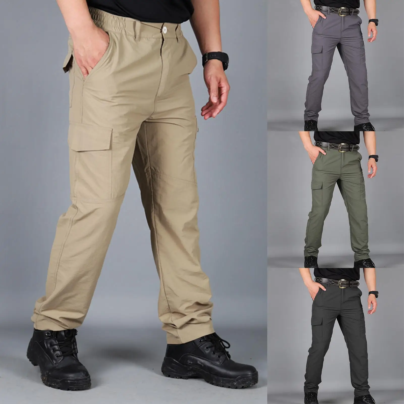 Plus Size S 4XL Mens Pants Solid Color Cargo Pants for Men Sports Quick