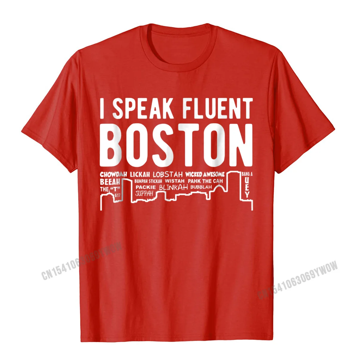 Casual Custom Autumn Cotton Fabric Crewneck Men Tops Shirt Group Tops Tees Rife Short Sleeve T-Shirt Wholesale I speak fluent Boston - Funny Boston accent t-shirt__251 red