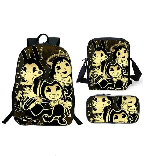 as picture 3 шт./компл. школьная сумка Bendy и чернила машины; Детский рюкзак с притом по Комбинации книжная сумка для мальчиков и девочек Школьный рюкзак ежедневно Mochila - Цвет: as picture