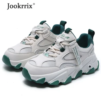 

Jookrrix 2020 Women Spring Fashion Genuine Leather Chunky Sneakers Female Increased Wedges Thick Sole Women Casual Shoes ZD2622