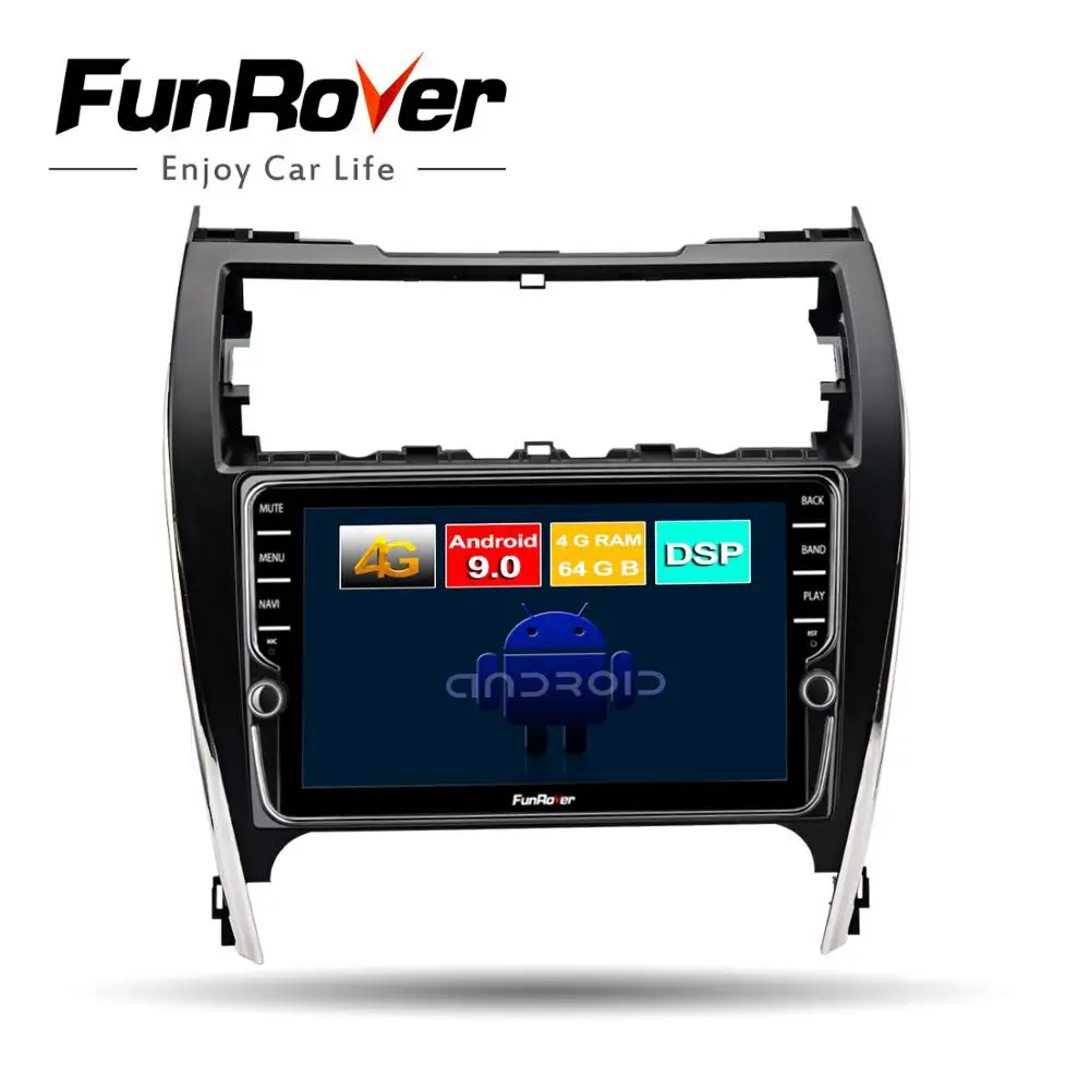 Best Funrover 8 core android 9.0 car dvd multimedia for Toyota Camry 50 2012 2013 2014 radio gps navigation system navi stereo DSP BT 1