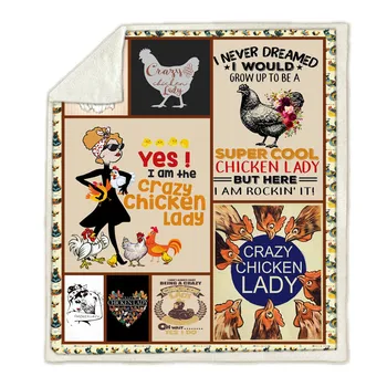 

SOFTBATFY Crazy Chicken Lady Bedding Blankets Drop Ship