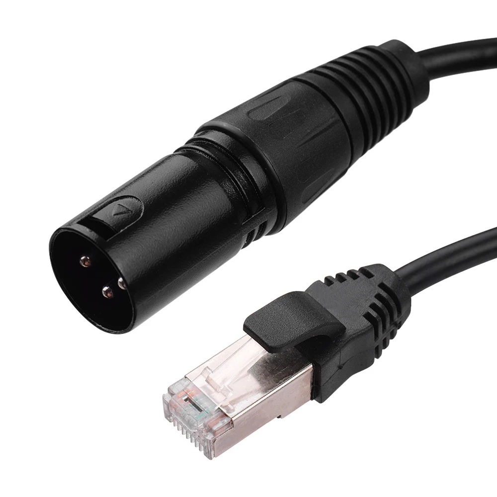 RJ45 мужской сетевой разъем для 3-Pin Mini XLR Мужской кабель-удлинитель DMX512 кабель для сцен и студий кабели провода черный 1 м