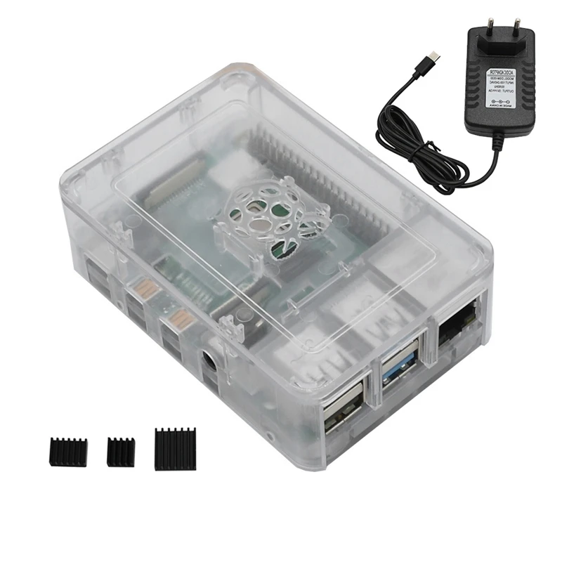 Для Raspberry Pi 4B ABS черный чехол 2G ram DIY Kit с радиатором 5V 3A адаптер питания для Raspberry PI 4