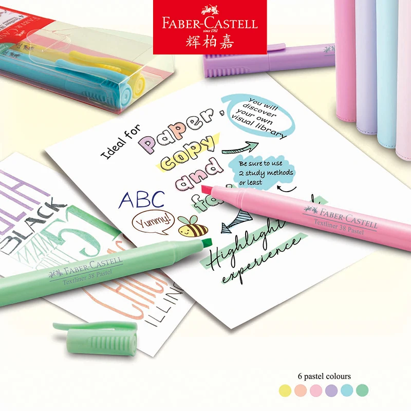 New Faber Castell Pastel Highlighter Pen Fluorescent Markers Mildliner Soft Multicoloured Pen Kawaii Stationery Art Supplies