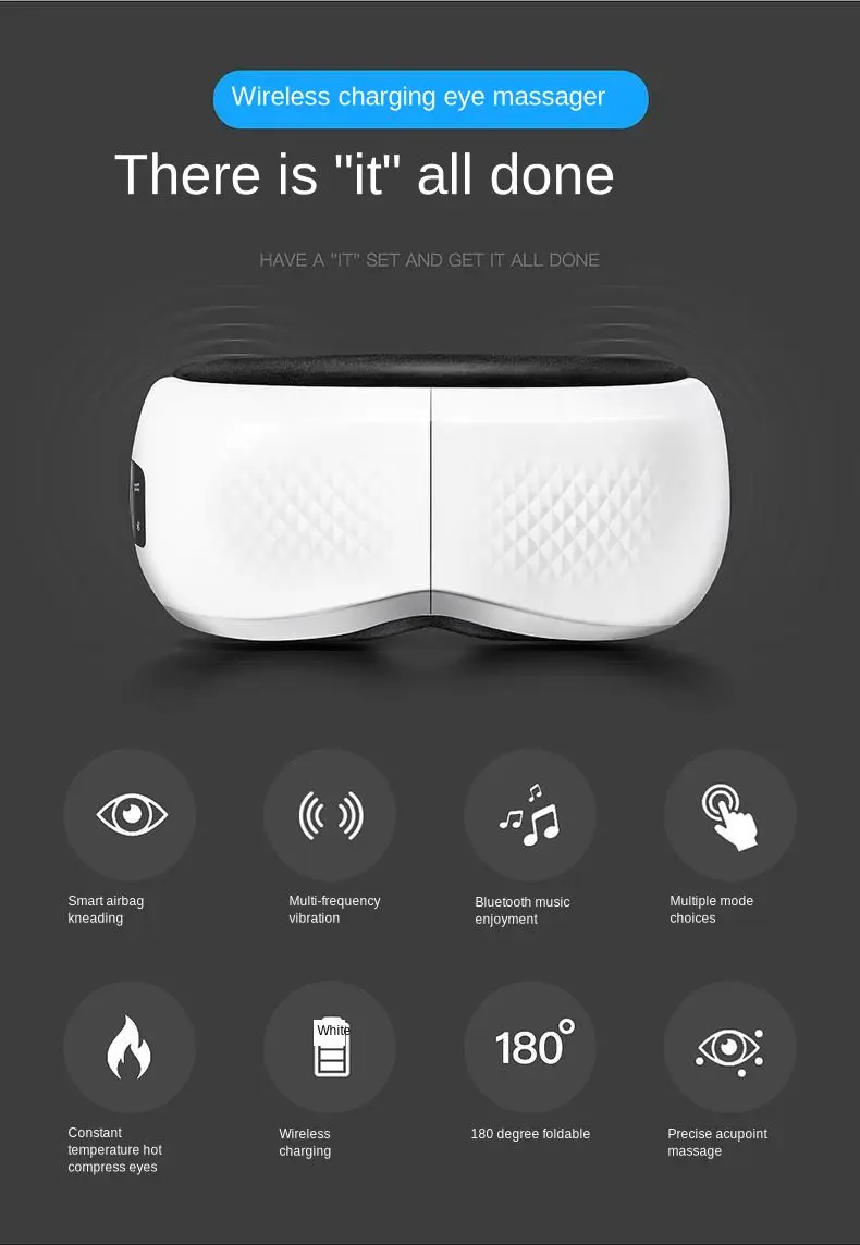 Bluetooth музыкальный массажер для глаз горячий компресс разминающий шиацу релаксационный массажный инструмент складной защитный инструмент для облегчения глаз темный круг