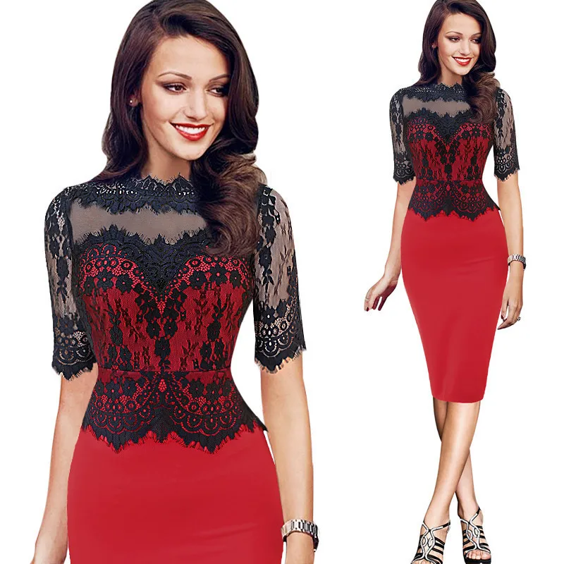 

BacklakeGirls 2020 Lace Cocktail Dresses High Neck Half Sleeves Three Colors Robe Droite Cocktail Femme Zipper Back