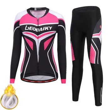 

Winter Thermal Fleece Cycling Outfit Women Road Bike Clothes Pro Mtb Bicycle Jersey Set Ladies Sportswear Riding Suit Warmer