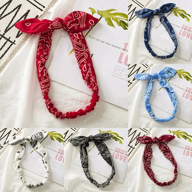 Женская повязка с принтом в виде кроличьих ушек стиле ретро эластичная резинка