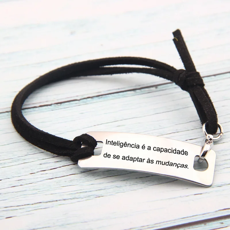 Шикарный новый модный регулируемый браслет с гравировкой Inteligência e a Capacidade