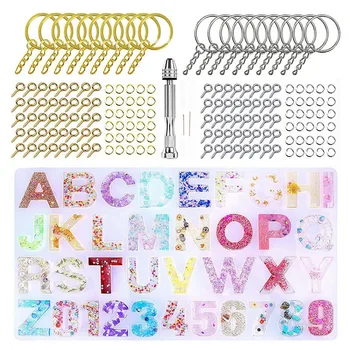 

224Pcs Resin Letter Alphabet Molds Silicone Resin Epoxy Mould for DIY Jewelry Making Key Chain Bracelet Pendant Mold