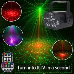 Mini lumière Disco RGB à 60 motifs, Rechargeable par USB, Laser de scène LED, projecteur de scène, lampe de fête d'anniversaire et de mariage 
