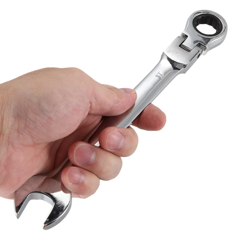 1PC Flexible Head Ratchet Metric Spanner Open End And Ring Wrenches Tool 10mm
