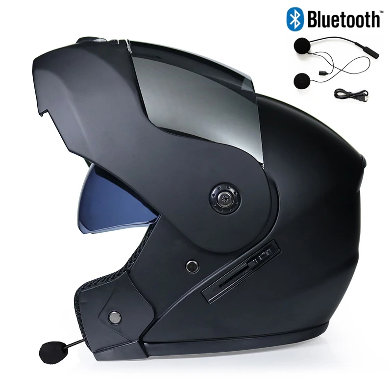Шлем мотоциклетный Bluetooth шлем флип-ап Motocicleta каск BT КАСКО мото двойные Козырьки мотоциклетный шлем Capacete DOT - Цвет: c1