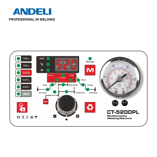 ANDELI-máquina de soldadura multifunción CT-520DPL, soldador Inverter de 220V, TIG/TIG Pulse/COLD/Plasma CUT/MMA/Stick 3