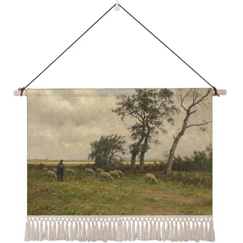 

Art Colorful Tapestry Print Modern Nordic Painting Landscape Tapestry Tassel Aesthetic Bedroom Wandteppich Room Decor DE50GT