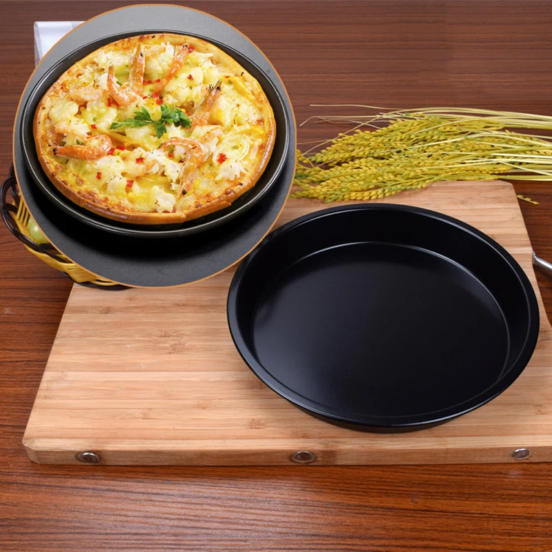 Round Deep Dish Pizza Pan Non-stick Pie Tray Baking Kitchen Tool 24cm Steel