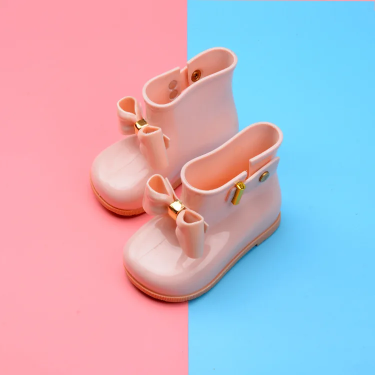 Light Pink Водонепроницаемые мягкие резиновые сапоги для маленьких девочек, детские резиновые сапоги, красивые резиновые сапоги с бантом для малышей - Color: Light Pink