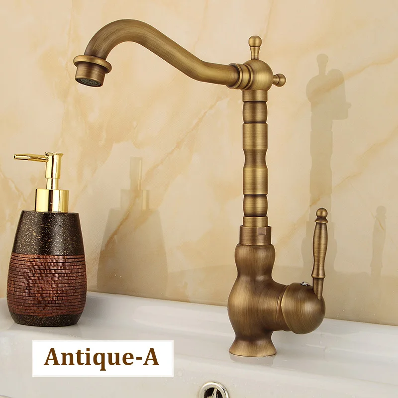 Vidric Antique Brass Kitchen Faucet 360 Swivel Bathroom Basin Sink Mixer Tap Crane Home Improvement Accessories 11-04-2 - Цвет: Antique-A
