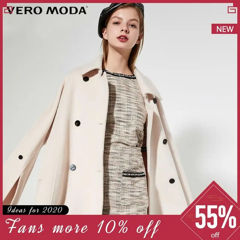 

Vero Moda Women Cinched Wasit Double-breasted Lapel Woolen Coat | 319327534