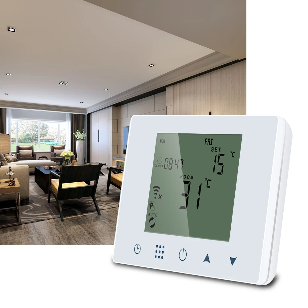 

HY09RF-WIFI Temperature Controller Touch Screen WiFi RF Wireless Digital Thermostat Gas Boiler Water Floor Heating Thermostat